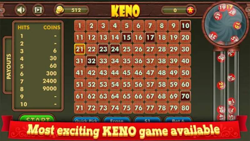 Game Keno là một hình thức xổ số tự do
