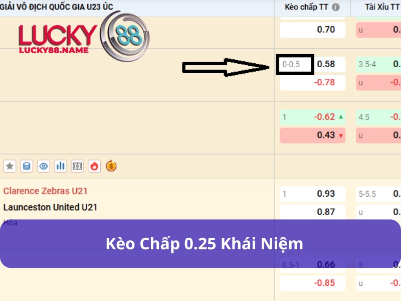 Khái niệm về Kèo chấp 0.25